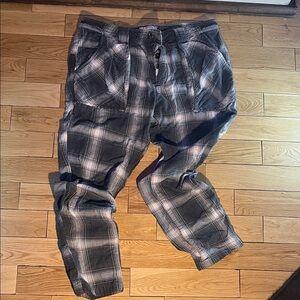 Free People Men's Cargo Pants - Black and Gray Plaid